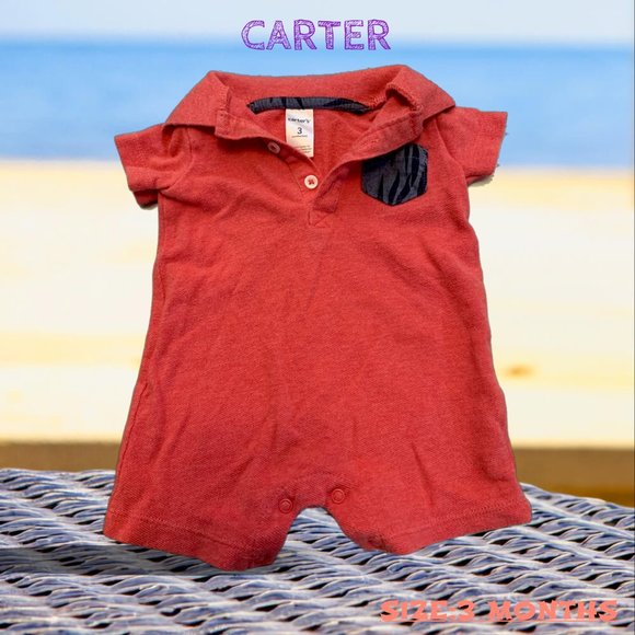 CARTERS RED ONE PIECE BABY SUIT SIZE 3 MONTHS - Picture 1 of 2